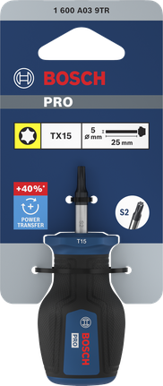 Tua vít ngắn Bosch PRO TX15 với lưỡi 25 mm.